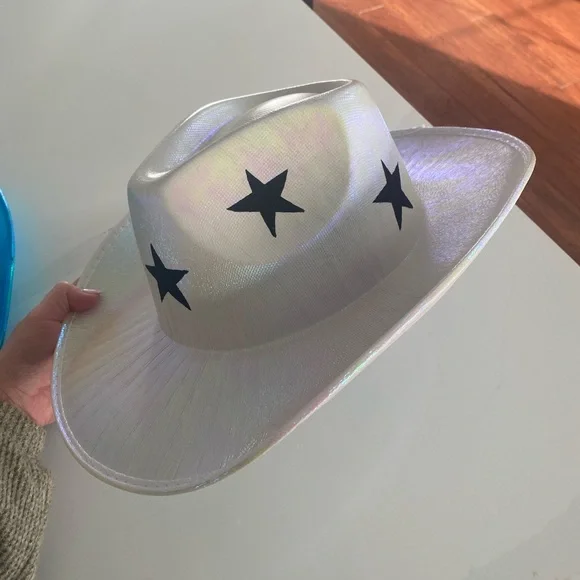 Cowgirl Hats (5) - holographic and rhinestones, hand painted display picture 2